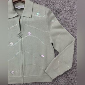 St John evening by Marie Gray light green knit zip up jacket